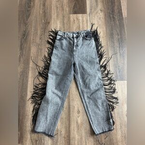 Nasty Gal Jeans.  Fringe, black in color. Women’s size 6.